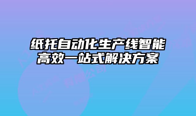 紙托自動化生產線智能高效一站式解決方案